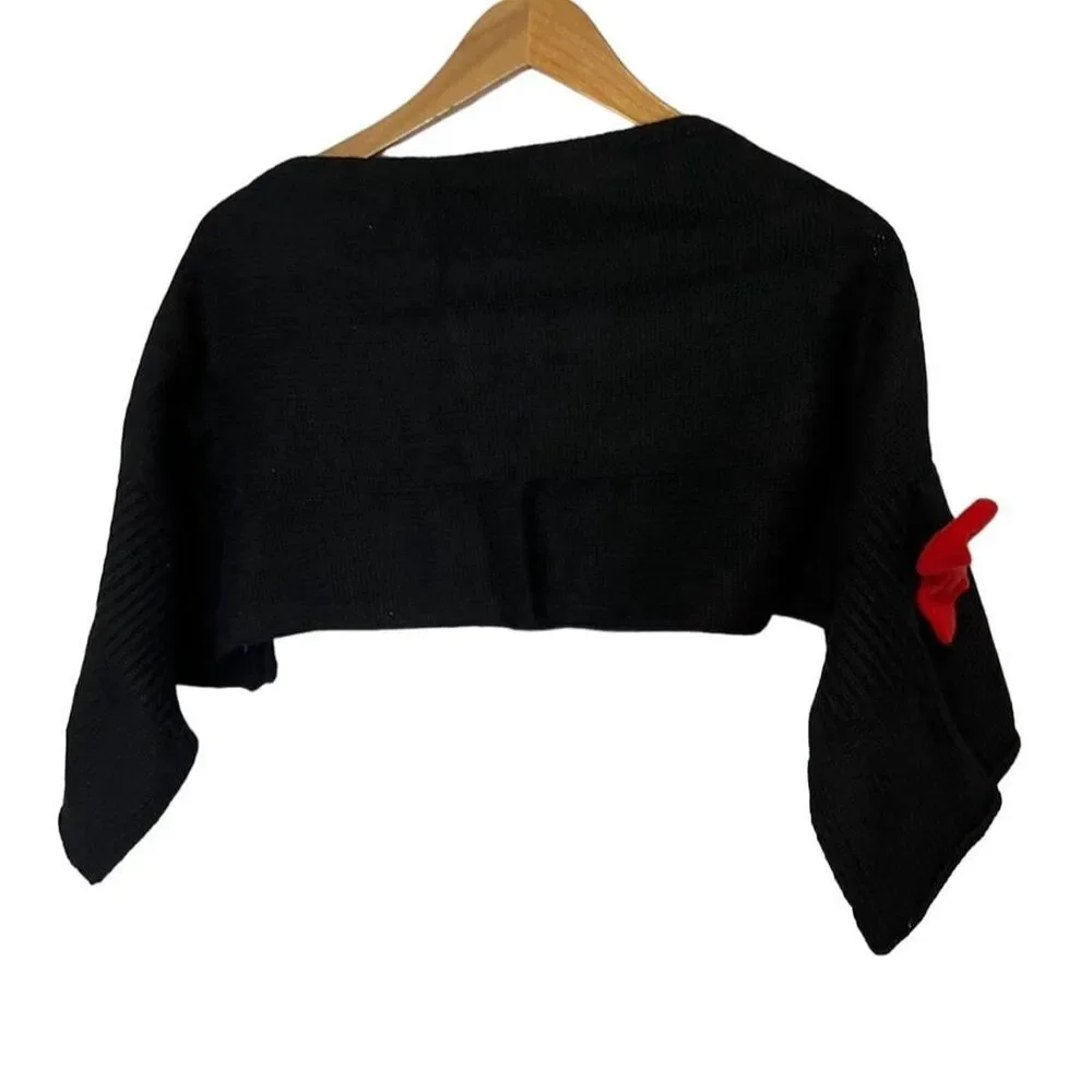 Disney black  Knit Scarf Red Bow Accent Embroidered Women's Winter Accessory
